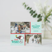 Snoopy & Woodstock Weihnachtsfamilie FotoCollage Feiertagspostkarte (Stehend Vorderseite)