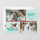 Snoopy & Woodstock Weihnachtsfamilie FotoCollage Feiertagspostkarte (Vorne/Hinten)