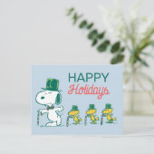 Snoopy Zylinder Pfefferminz Bonbon Feiertagspostkarte (Stehend Vorderseite)