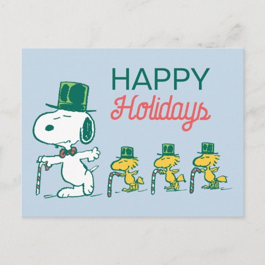 Snoopy Zylinder Pfefferminz Bonbon Feiertagspostkarte (Vorderseite)