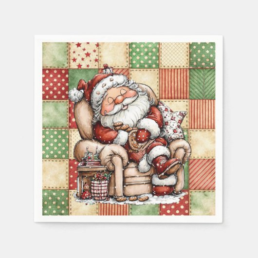 Snoozing Santa Claus On Christmas Eve Serviette (Vorderseite)