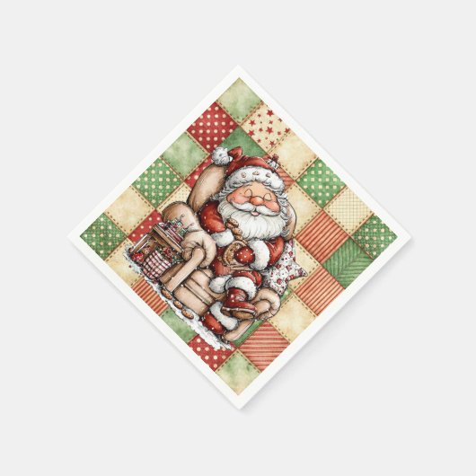 Snoozing Santa Claus On Christmas Eve Serviette (Ecke)