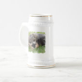 Snoozing Schnauzer-Bier Stein Bierglas (Vorderseite Links)