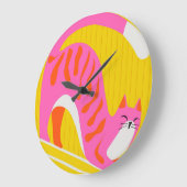 Snoozing Whiskers Große Wanduhr (Winkel)