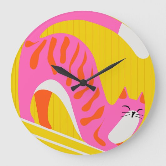 Snoozing Whiskers Große Wanduhr (Vorderseite)