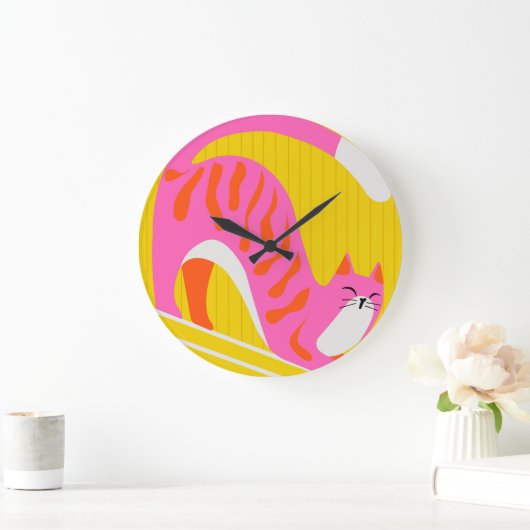 Snoozing Whiskers Große Wanduhr (Zuhause)