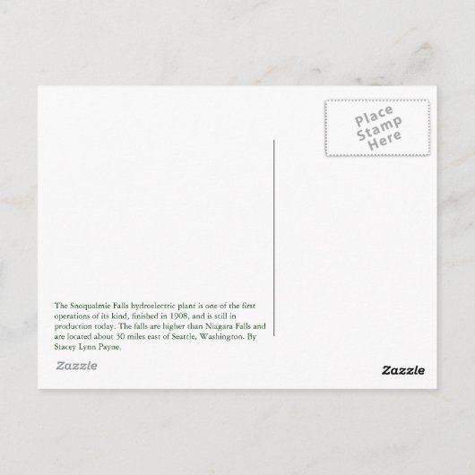 Snoqualmie Falls Postcard Postkarte (Rückseite)