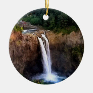 Snoqualmie Falls Runde Keramik Weihnachten Keramik Ornament