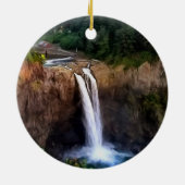 Snoqualmie Falls Runde Keramik Weihnachten Ornament (Hinten)