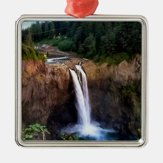Snoqualmie Falls Square Gerahmter Weihnachtsmarkt Ornament Aus Metall (Vorne)