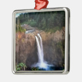 Snoqualmie Falls Square Gerahmter Weihnachtsmarkt Ornament Aus Metall (Links)