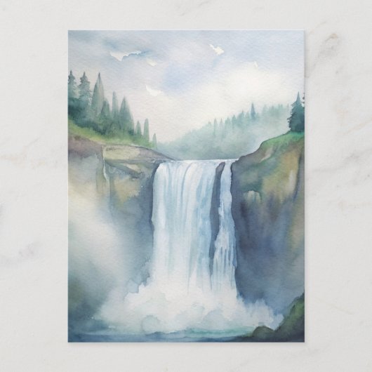 Snoqualmie Falls, WA Aquarellmalerei Postkarte (Vorderseite)