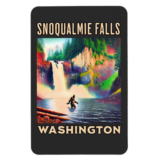 Snoqualmie Falls Washington Shirt, Sasquatch Magnet (Vertikal)
