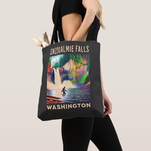 Snoqualmie Falls Washington Shirt, Sasquatch Tasche (Von Nahem)