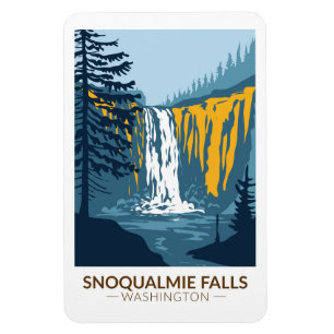 Snoqualmie Falls Washington Wasserfall Vintage Magnet