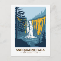 Snoqualmie Falls Washington Waterfall Vintag