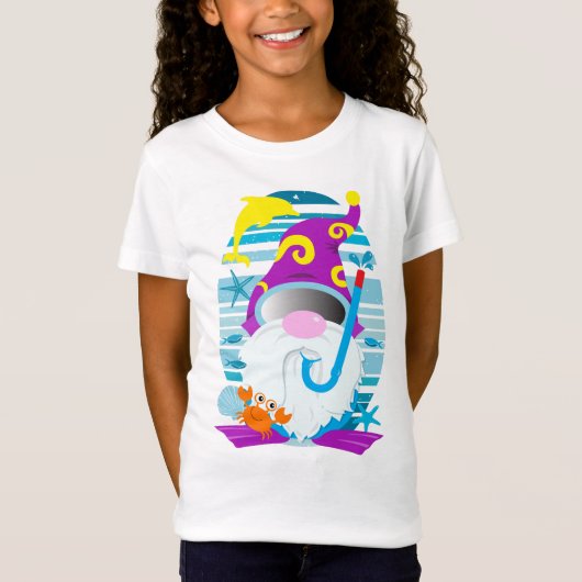 Snorkel Gnome Funny Beach T-Shirt (Vorderseite)