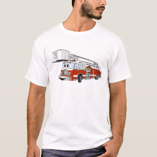 Snorkel-Haken-und Leiter-Feuer-LKW-Cartoon T-Shirt