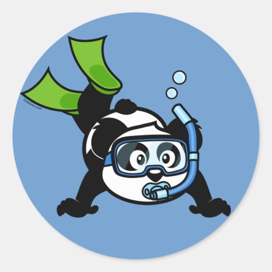 Snorkel Panda Runder Aufkleber (Vorderseite)