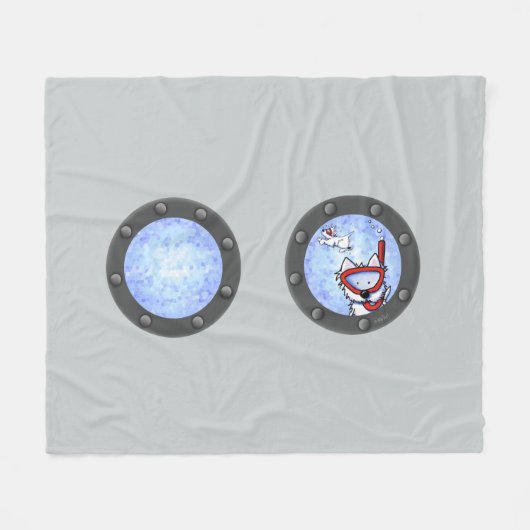 Snorkel Westie Portholes Fleece Blanket (Vorderseite (Horizontal))