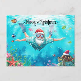 Snorkeling Santa Underwater Christmas Holiday Card Feiertagspostkarte