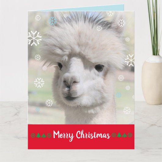 Snow Alpaca Frohe Weihnachtskarte Karte (Vorderseite)