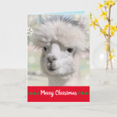 Snow Alpaca Frohe Weihnachtskarte Karte (Gelbe Blume)