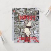 Snow and Poinsettias Photos Merry Christmas Karte (Vorderseite/Rückseite Beispiel)