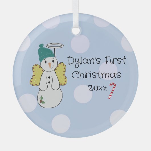 Snow Angel Baby's First Christmas Ornament Aus Glas (Vorderseite)
