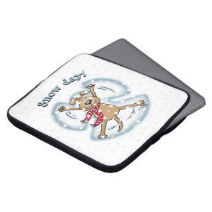 Snow Angel Dog Fun Niedlicher Weihnachtsfeiertag F Laptopschutzhülle