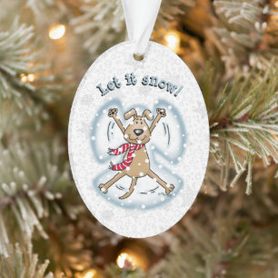 Snow Angel Dog Fun Niedlicher Weihnachtsfeiertag F Ornament