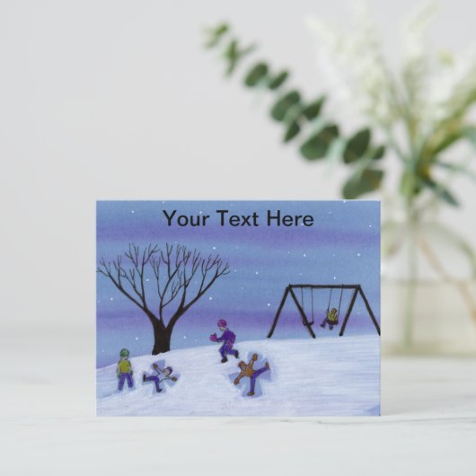 Snow Angels Postkarte (Stehend Vorderseite)