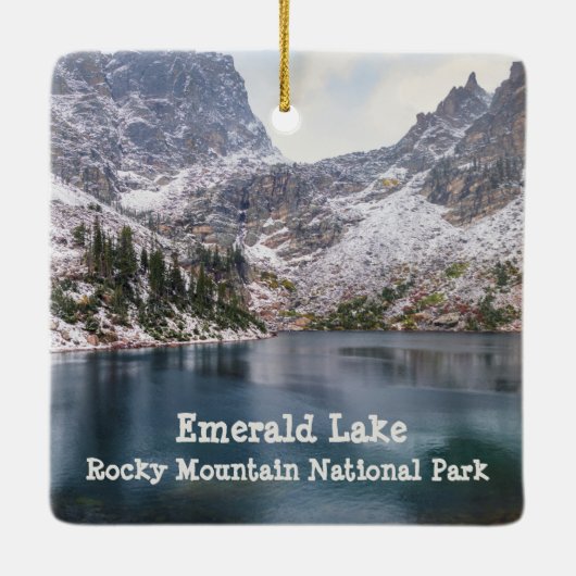 Snow at Emerald Lake Rocky Mountain Nationalpark Keramikornament (Rückseite)