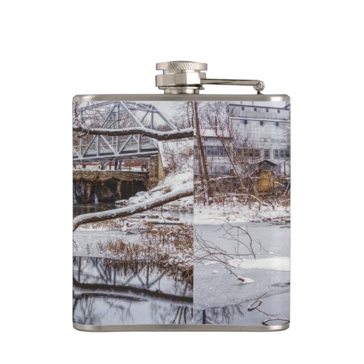 Snow at Finley Dam Flachmann (Rückseite)