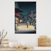 Snow at Nezu Shrine von Tsuchiya Koitsu Poster (Küche)