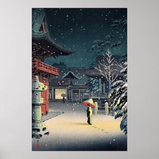 Snow at Nezu Shrine von Tsuchiya Koitsu Poster (Vorne)