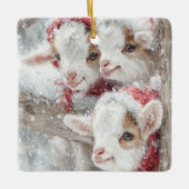 Snow Babies Christmas Goats 11 - YOUR PHOTO Keramikornament (Vorderseite)