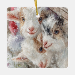 Snow Babies Christmas Goats 12 - YOUR PHOTO Keramikornament