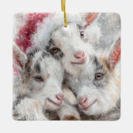 Snow Babies Christmas Goats 1 - YOUR PHOTO Keramikornament