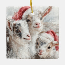 Snow Babies Christmas Goats 2 - YOUR PHOTO Keramikornament
