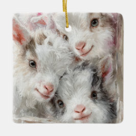 Snow Babies Christmas Goats 3 - YOUR PHOTO Keramikornament
