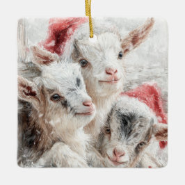 Snow Babies Christmas Goats 5 - YOUR PHOTO Keramikornament