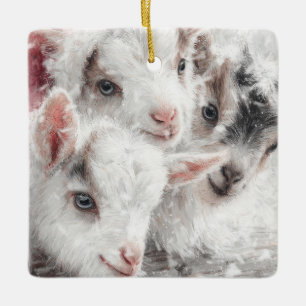 Snow Babies Christmas Ziegen 4 - DEIN FOTO Keramikornament