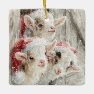 Snow Babies Christmas Ziegen 9 - DEIN FOTO Keramikornament