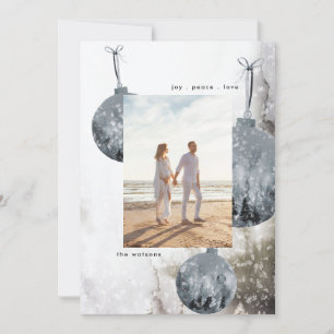 Snow Bauble Watercolor Weihnachtskarte Feiertagskarte