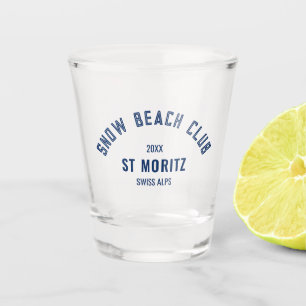 Snow Beach Club Custom Winter Ski Resort Schnapsglas