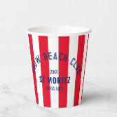 Snow Beach Club Red Cabana Strip Winter Party Pappbecher (Rückseite)