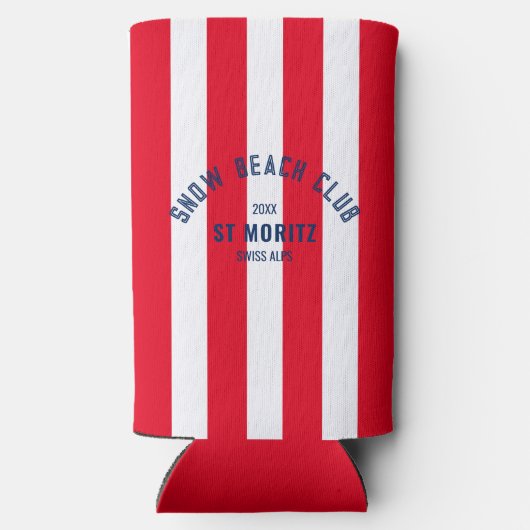 Snow Beach Club Red Cabana Strip Winter Selters Dosenkühler (Rückseite)