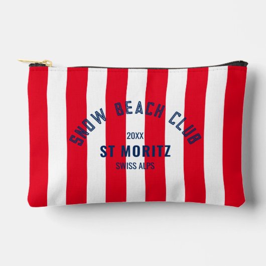 Snow Beach Club Red Cabana Strip Winter Zubehörtasche (Vorderseite)
