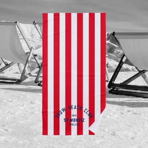 Snow Beach Club Red Cabana Strip Winterschnee Strandtuch